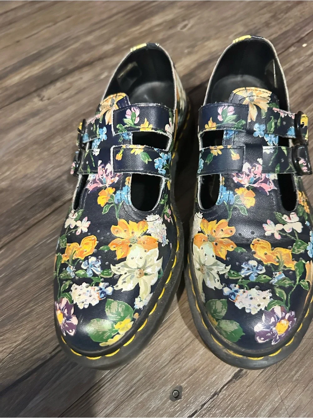 Women's Dr. Marten’s Floral Black Mary Jane Shoes